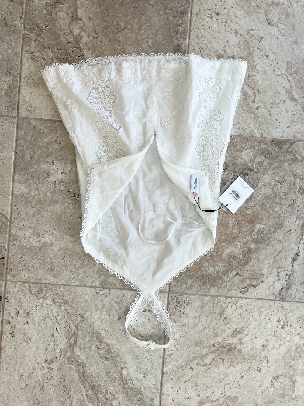 Hello Molly Valentine Cotton Lace Halter Open Back Flared Mini Dress White, S - Picture 5 of 10